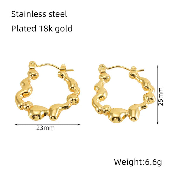 1 Pair Casual Heart Shape 304 Stainless Steel 18K Gold Plated Hoop Earrings