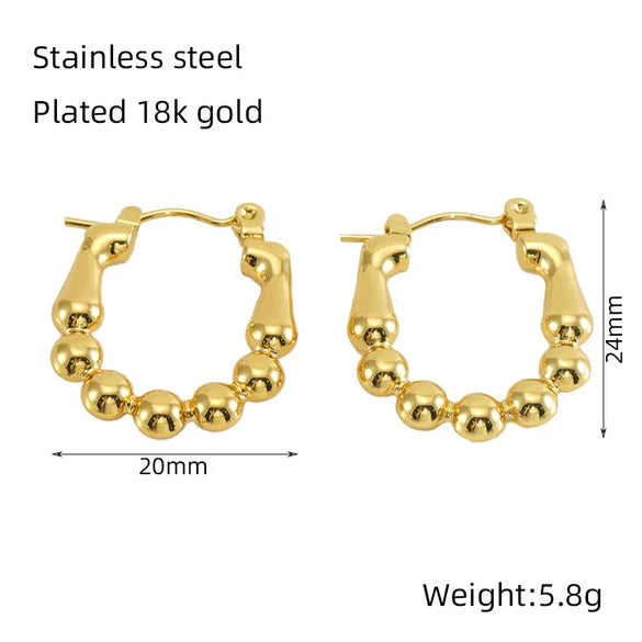 1 Pair Casual Heart Shape 304 Stainless Steel 18K Gold Plated Hoop Earrings