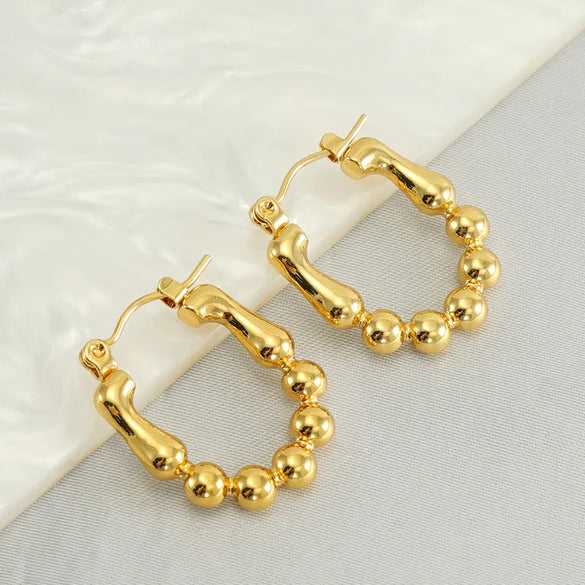 1 Pair Casual Heart Shape 304 Stainless Steel 18K Gold Plated Hoop Earrings