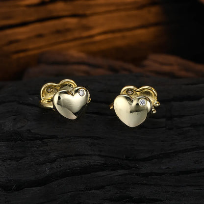 1 Pair Casual Heart Shape Plating Inlay Sterling Silver Zircon 24k Gold Plated White Gold Plated Ear Cuffs