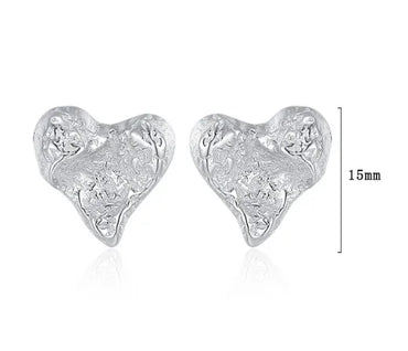 1 Pair Casual Heart Shape Plating Sterling Silver 24k Gold Plated White Gold Plated Ear Studs