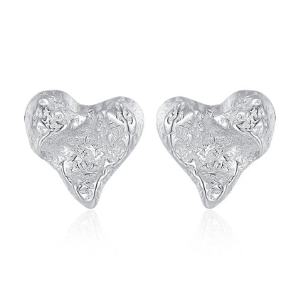 1 Pair Casual Heart Shape Plating Sterling Silver 24k Gold Plated White Gold Plated Ear Studs