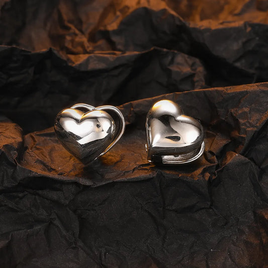 1 Pair Casual Heart Shape Plating Sterling Silver White Gold Plated Ear Studs