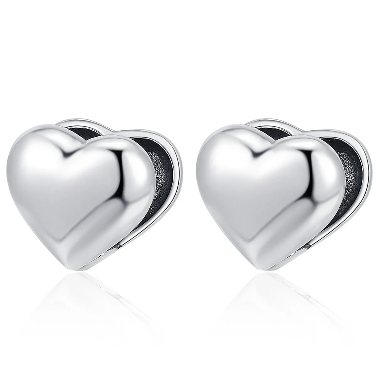 1 Pair Casual Heart Shape Plating Sterling Silver White Gold Plated Ear Studs