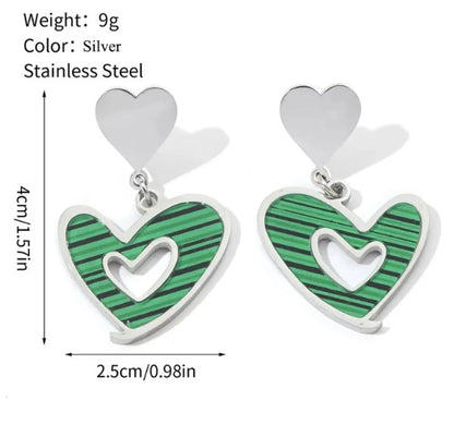 1 Pair Casual Heart Shape Polishing Plating Inlay Titanium Steel Rhinestones Drop Earrings