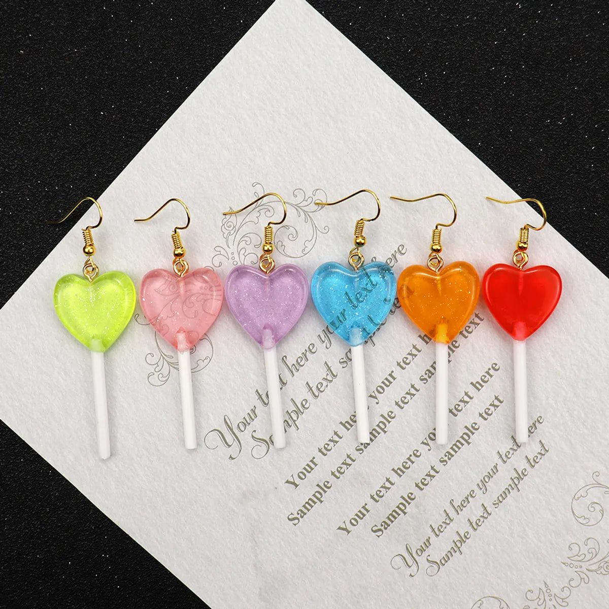 1 Pair Casual Heart Shape Resin Plating Women's Drop Earrings