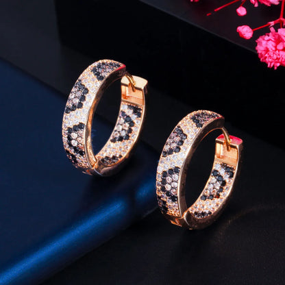 1 Pair Casual Hip-Hop Bohemian Circle Color Block Plating Inlay Copper Zircon 14k Gold Plated Rhodium Plated Hoop Earrings