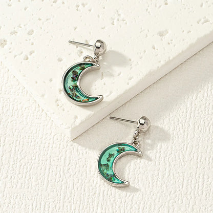 1 Pair Casual Hip-Hop Moon Alloy Drop Earrings