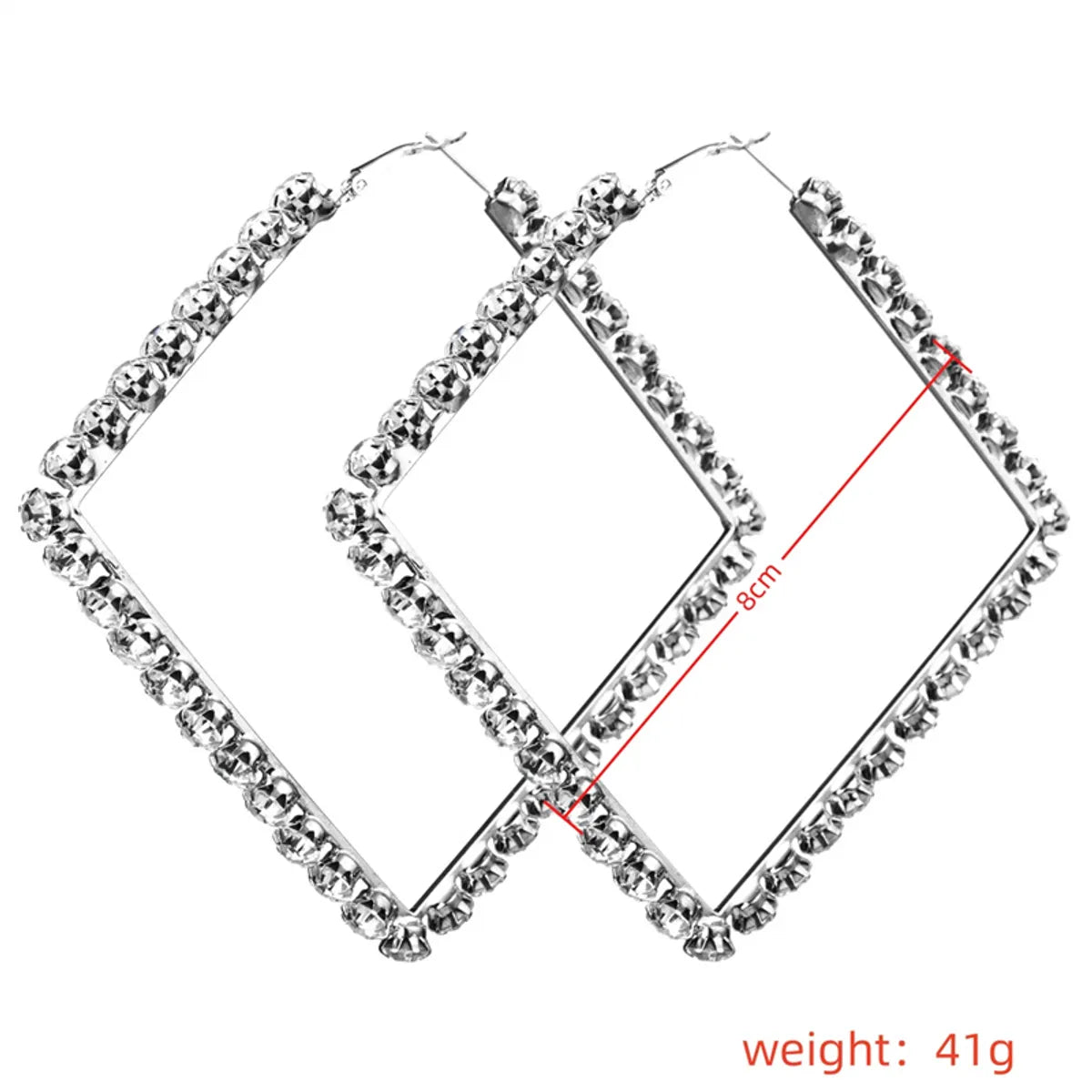 1 Pair Casual Hip-Hop Retro Solid Color Plating Inlay Copper Alloy Rhinestones Silver Plated Earrings