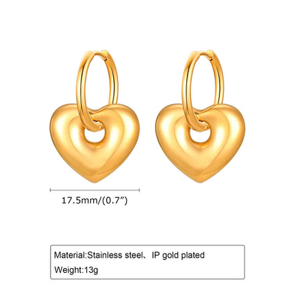 1 Pair Casual IG Style Star Moon Heart Shape Polishing 304 Stainless Steel 18K Gold Plated Drop Earrings