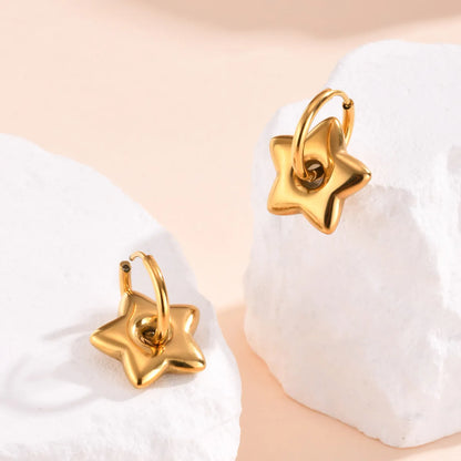 1 Pair Casual IG Style Star Moon Heart Shape Polishing 304 Stainless Steel 18K Gold Plated Drop Earrings