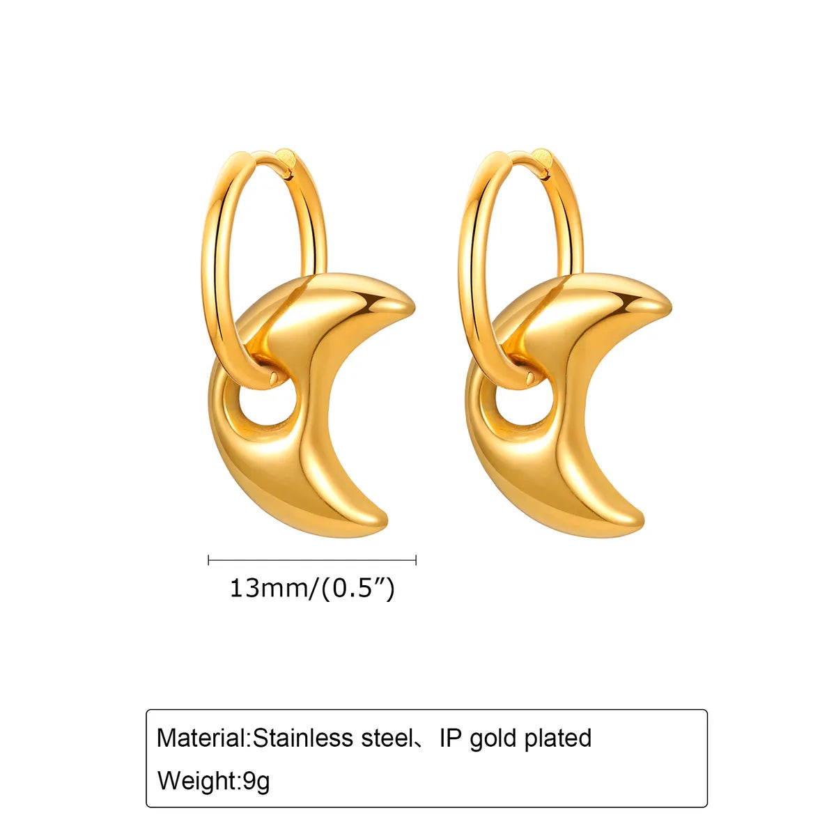 1 Pair Casual IG Style Star Moon Heart Shape Polishing 304 Stainless Steel 18K Gold Plated Drop Earrings