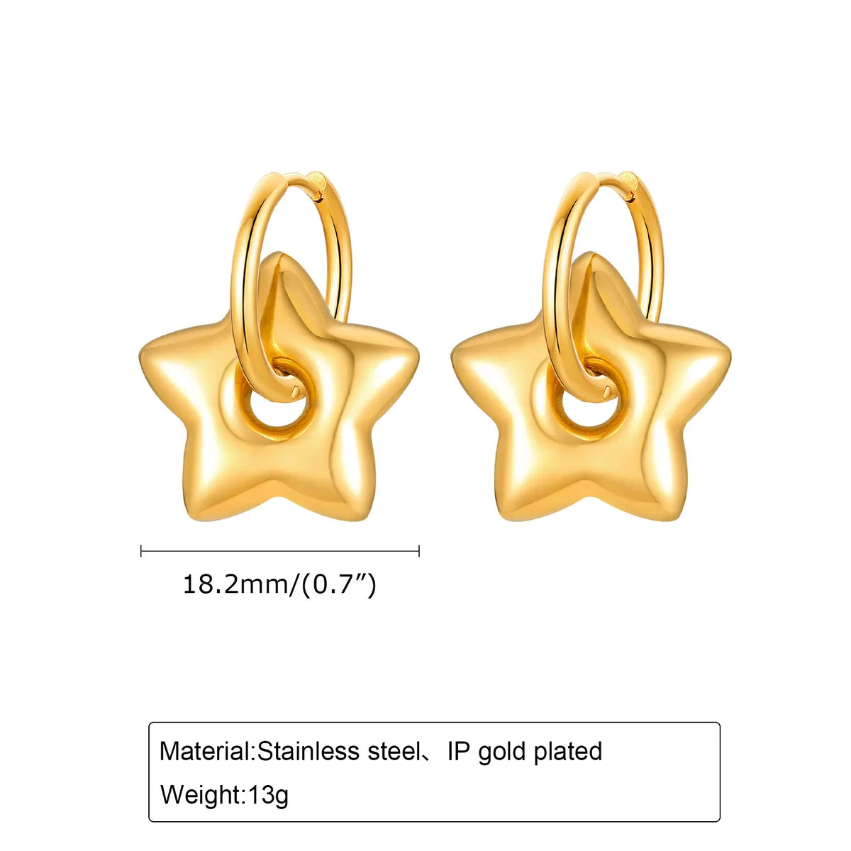 1 Pair Casual IG Style Star Moon Heart Shape Polishing 304 Stainless Steel 18K Gold Plated Drop Earrings