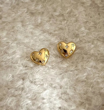 1 Pair Casual Korean Style Heart Shape Plating Inlay Sterling Silver Zircon Ear Studs