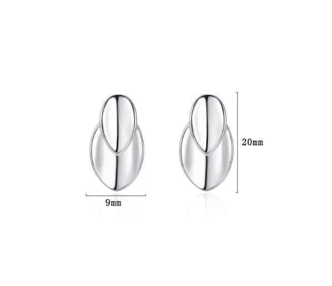 1 Pair Casual Leaf Plating Sterling Silver White Gold Plated Ear Studs