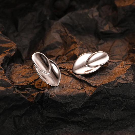 1 Pair Casual Leaf Plating Sterling Silver White Gold Plated Ear Studs