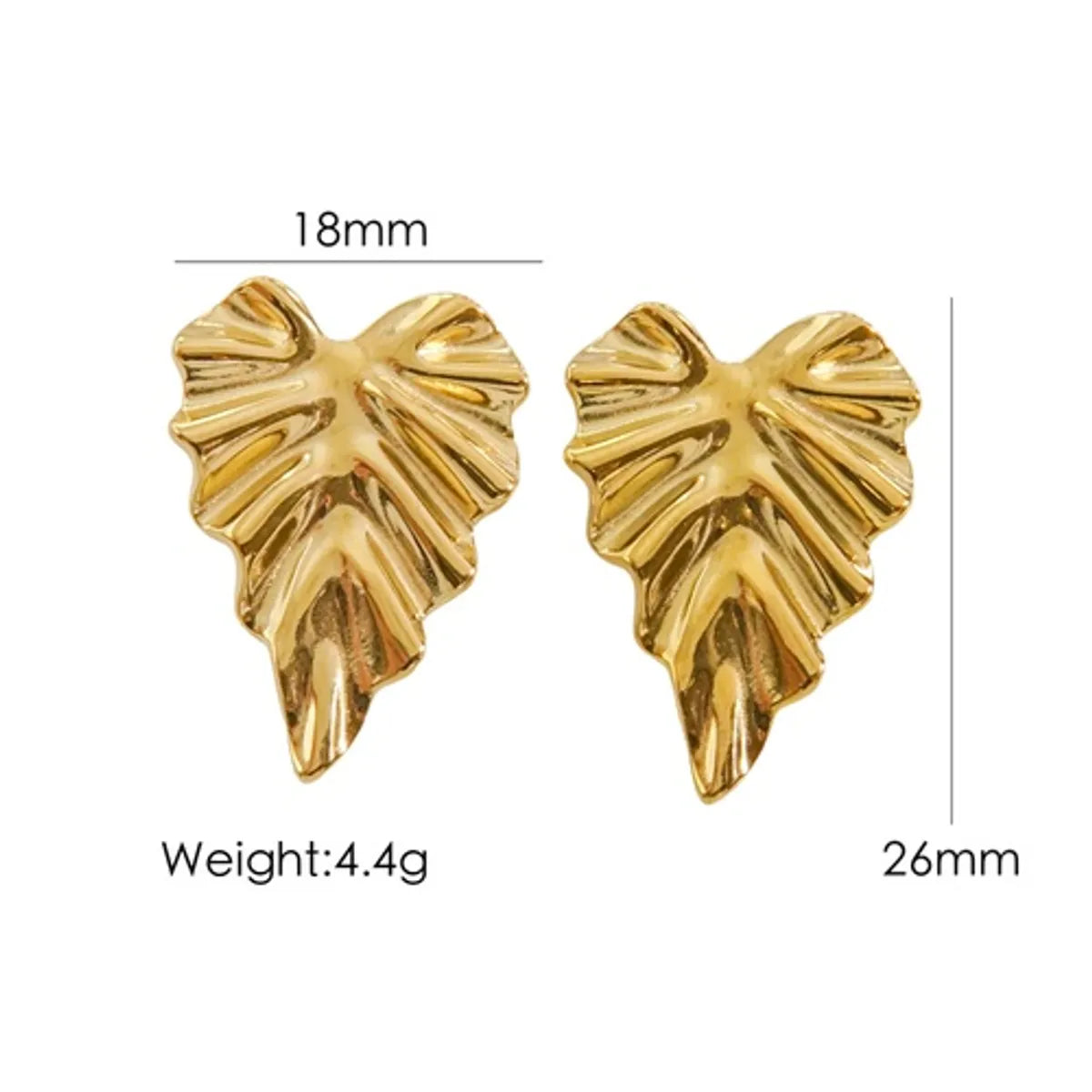 1 Pair Casual Leaf Plating 304 Stainless Steel 14K Gold Plated Ear Studs