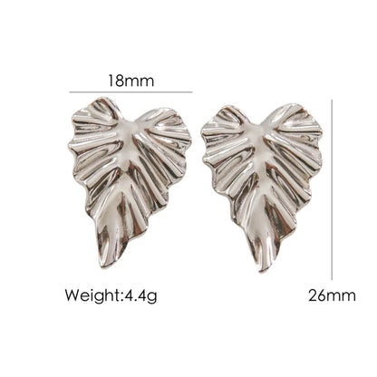 1 Pair Casual Leaf Plating 304 Stainless Steel 14K Gold Plated Ear Studs