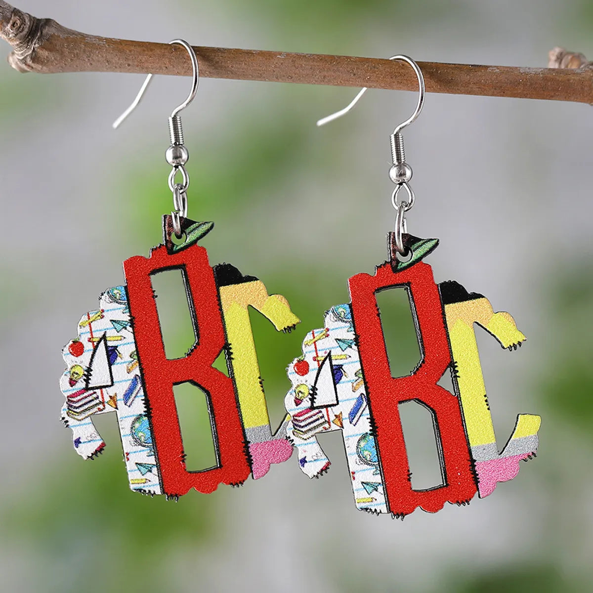 1 Pair Casual Letter Wood Drop Earrings