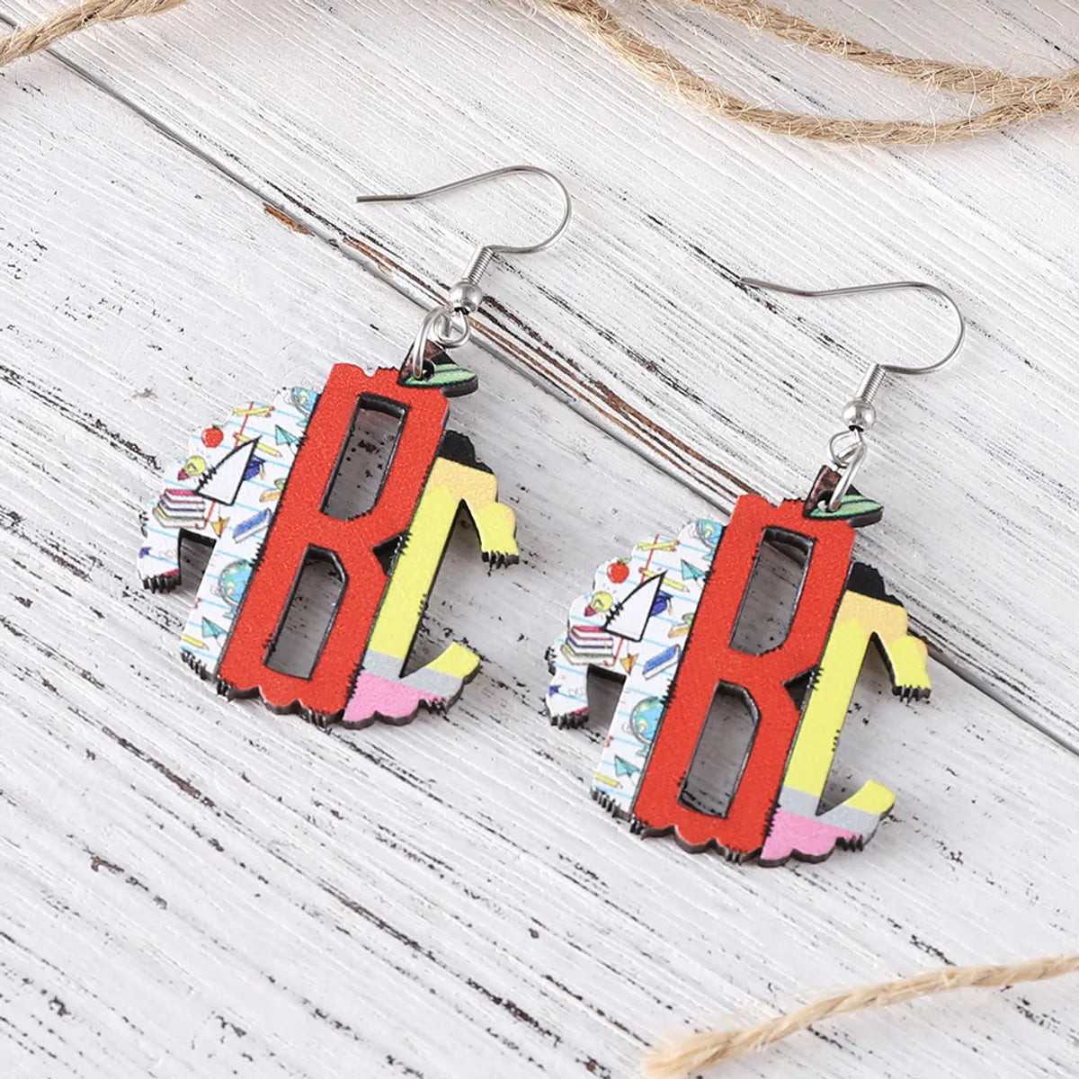 1 Pair Casual Letter Wood Drop Earrings