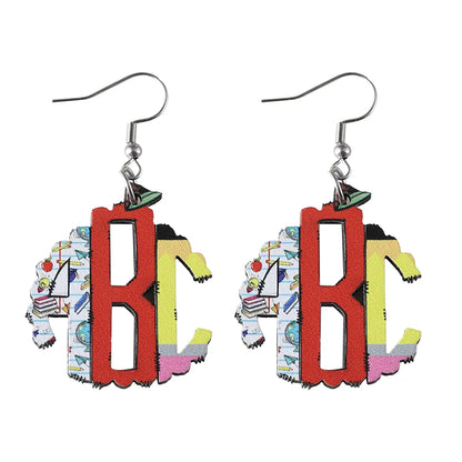 1 Pair Casual Letter Wood Drop Earrings