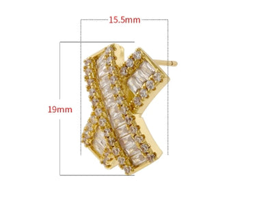 1 Pair Casual Luxurious Shiny Letter Plating Inlay Copper Zircon 18k Gold Plated Ear Studs