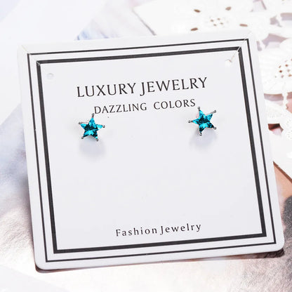 1 Pair Casual Luxurious Star Inlay Copper Crystal Ear Studs