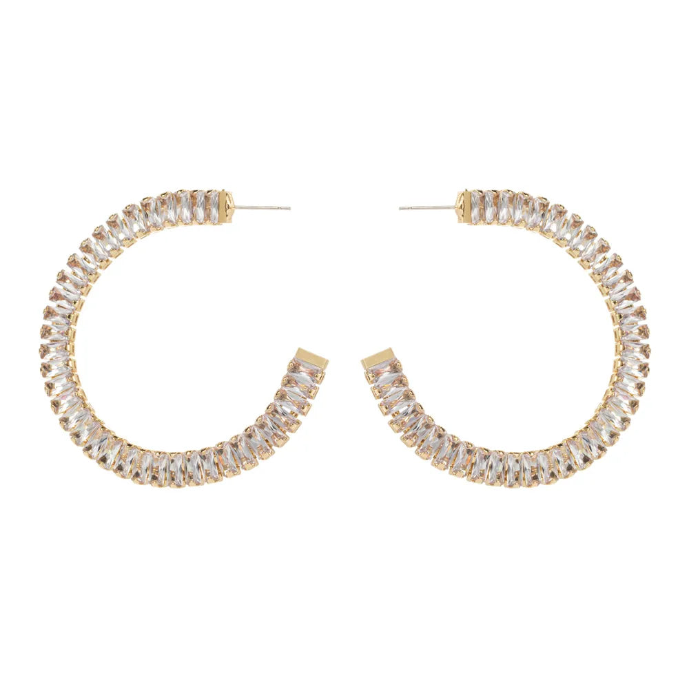 1 Pair Casual Luxurious Vacation C Shape Plating Inlay Alloy Rhinestone Rhinestones Gold Plated Ear Studs