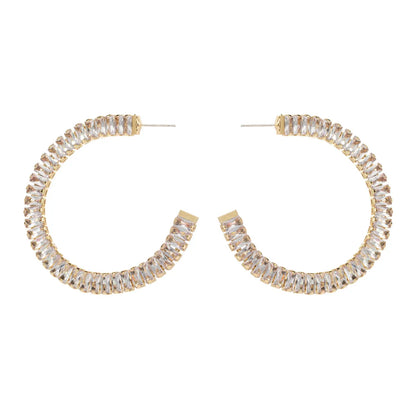 1 Pair Casual Luxurious Vacation C Shape Plating Inlay Alloy Rhinestone Rhinestones Gold Plated Ear Studs