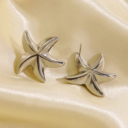 1 Pair Casual Marine Style Starfish Stainless Steel 14k Gold Plated Ear Studs