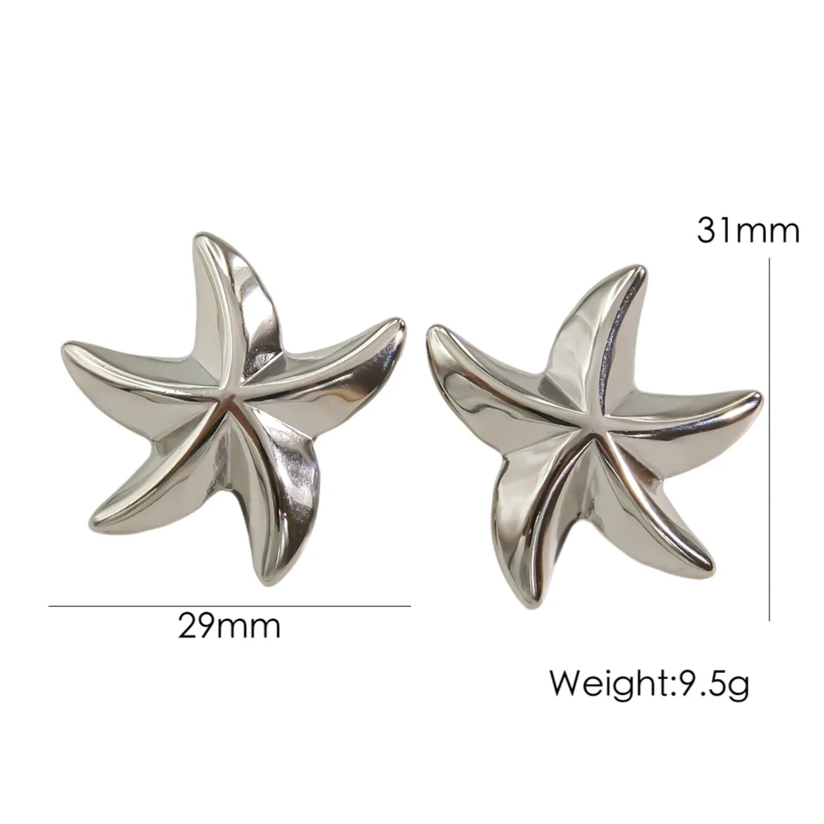 1 Pair Casual Marine Style Starfish Stainless Steel 14k Gold Plated Ear Studs