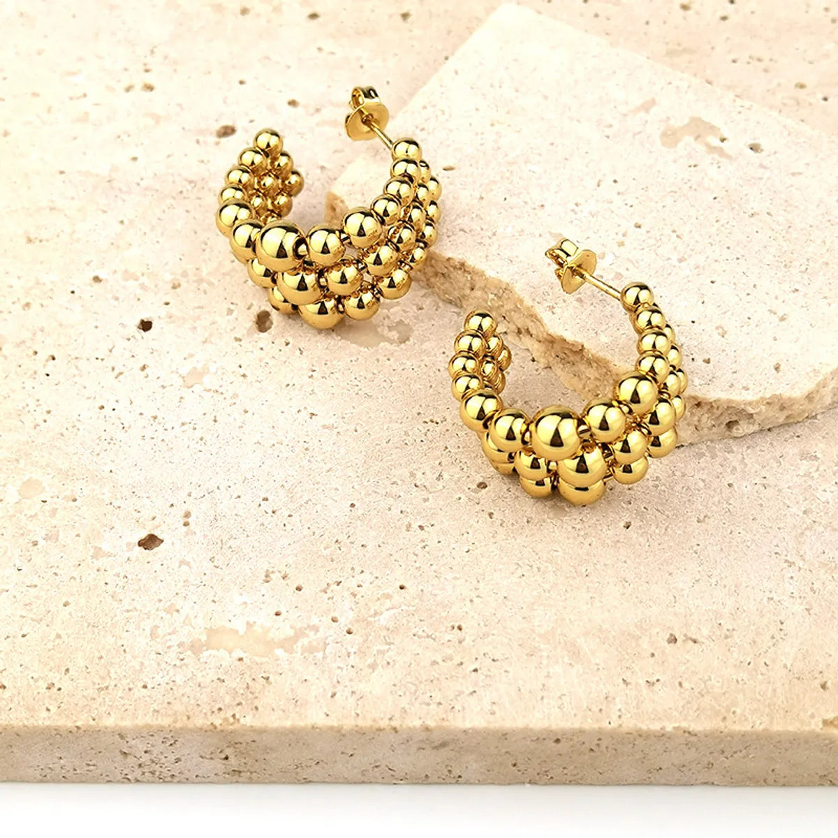 1 Pair Casual Modern Style Classic Style C Shape Plating Stainless Steel 14k Gold Plated Earrings