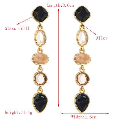 1 Pair Casual Modern Style Classic Style Oval Inlay Alloy Resin 18K Gold Plated Drop Earrings