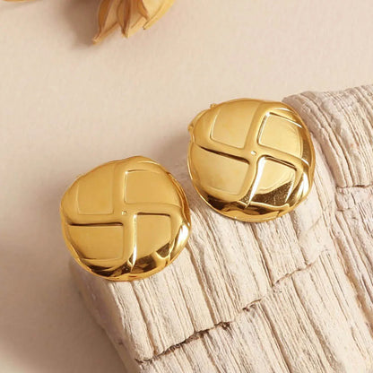 1 Pair Casual Modern Style Classic Style Oval Water Droplets Solid Color 304 Stainless Steel 18K Gold Plated Ear Studs