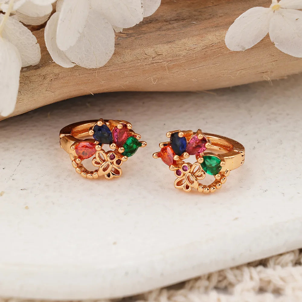 1 Pair Casual Modern Style Color Block Inlay Copper Zircon Earrings