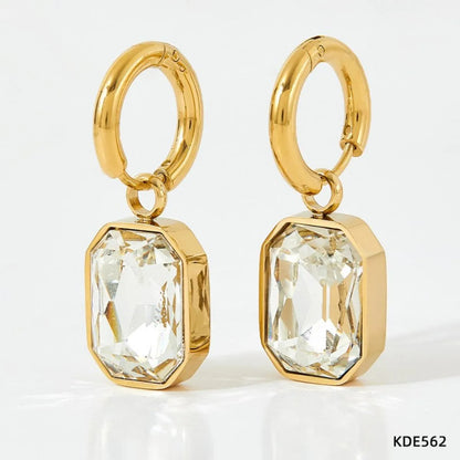 1 Pair Casual Modern Style Cool Style Square Plating 304 Stainless Steel Zircon 16K Gold Plated White Gold Plated Gold Plated Earrings