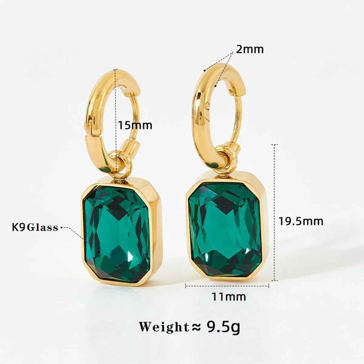 1 Pair Casual Modern Style Cool Style Square Plating 304 Stainless Steel Zircon 16K Gold Plated White Gold Plated Gold Plated Earrings