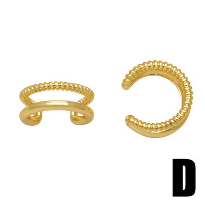 1 Pair Casual Modern Style Geometric Plating Copper 18k Gold Plated Ear Cuffs