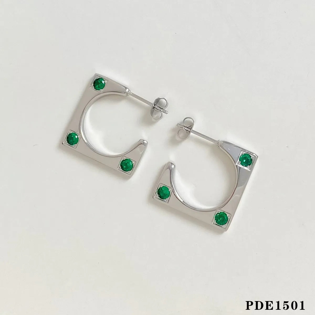 1 Pair Casual Modern Style Geometric Plating Inlay 304 Stainless Steel Zircon 16K Gold Plated White Gold Plated Gold Plated Ear Studs