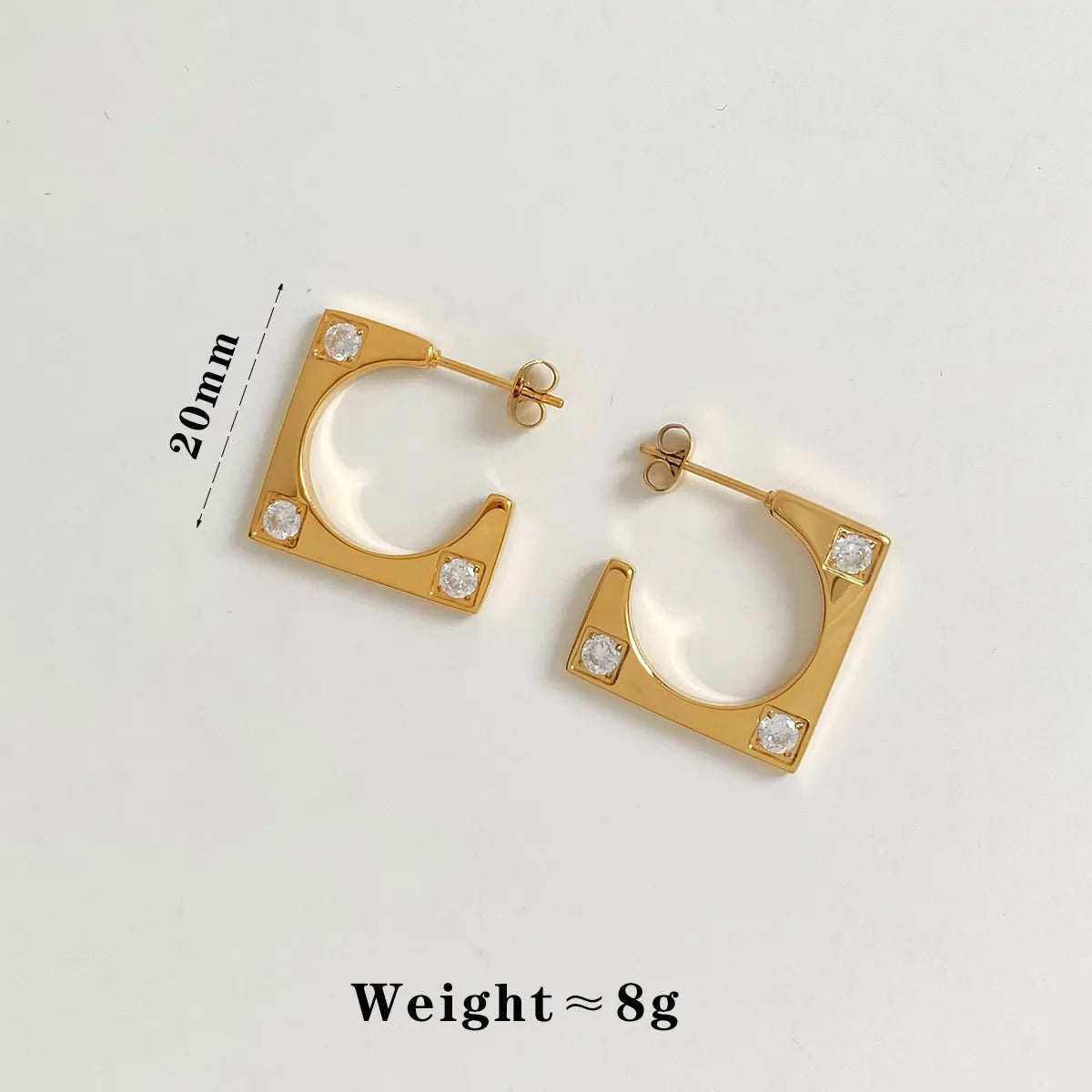 1 Pair Casual Modern Style Geometric Plating Inlay 304 Stainless Steel Zircon 16K Gold Plated White Gold Plated Gold Plated Ear Studs