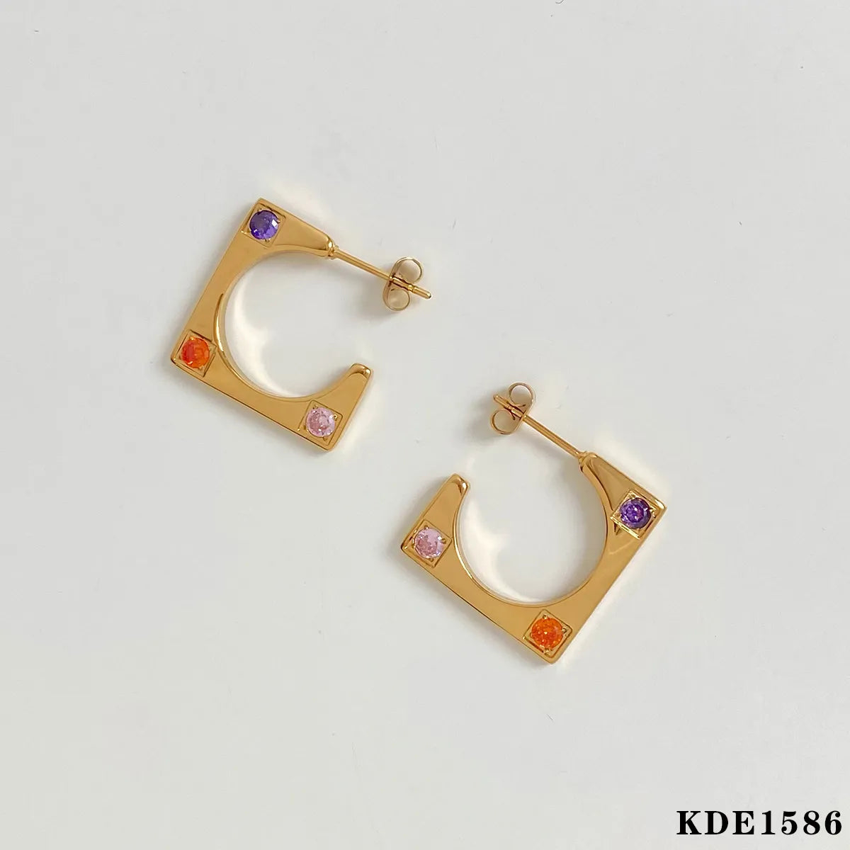 1 Pair Casual Modern Style Geometric Plating Inlay 304 Stainless Steel Zircon 16K Gold Plated White Gold Plated Gold Plated Ear Studs