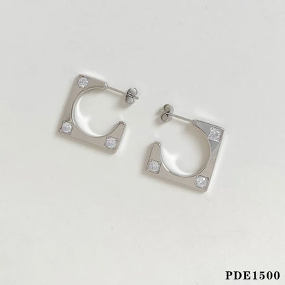 1 Pair Casual Modern Style Geometric Plating Inlay 304 Stainless Steel Zircon 16K Gold Plated White Gold Plated Gold Plated Ear Studs