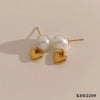 1 Pair Casual Modern Style Heart Shape Plating Inlay 304 Stainless Steel Artificial Pearls 16K Gold Plated White Gold Plated Gold Plated Drop Earrings