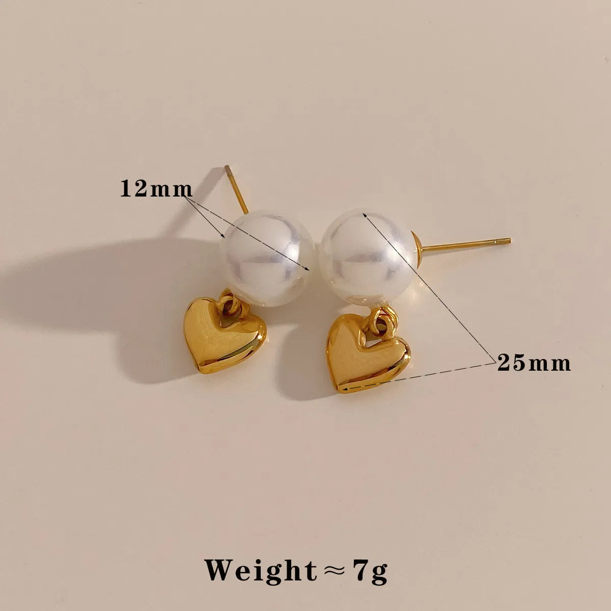 1 Pair Casual Modern Style Heart Shape Plating Inlay 304 Stainless Steel Artificial Pearls 16K Gold Plated White Gold Plated Gold Plated Drop Earrings