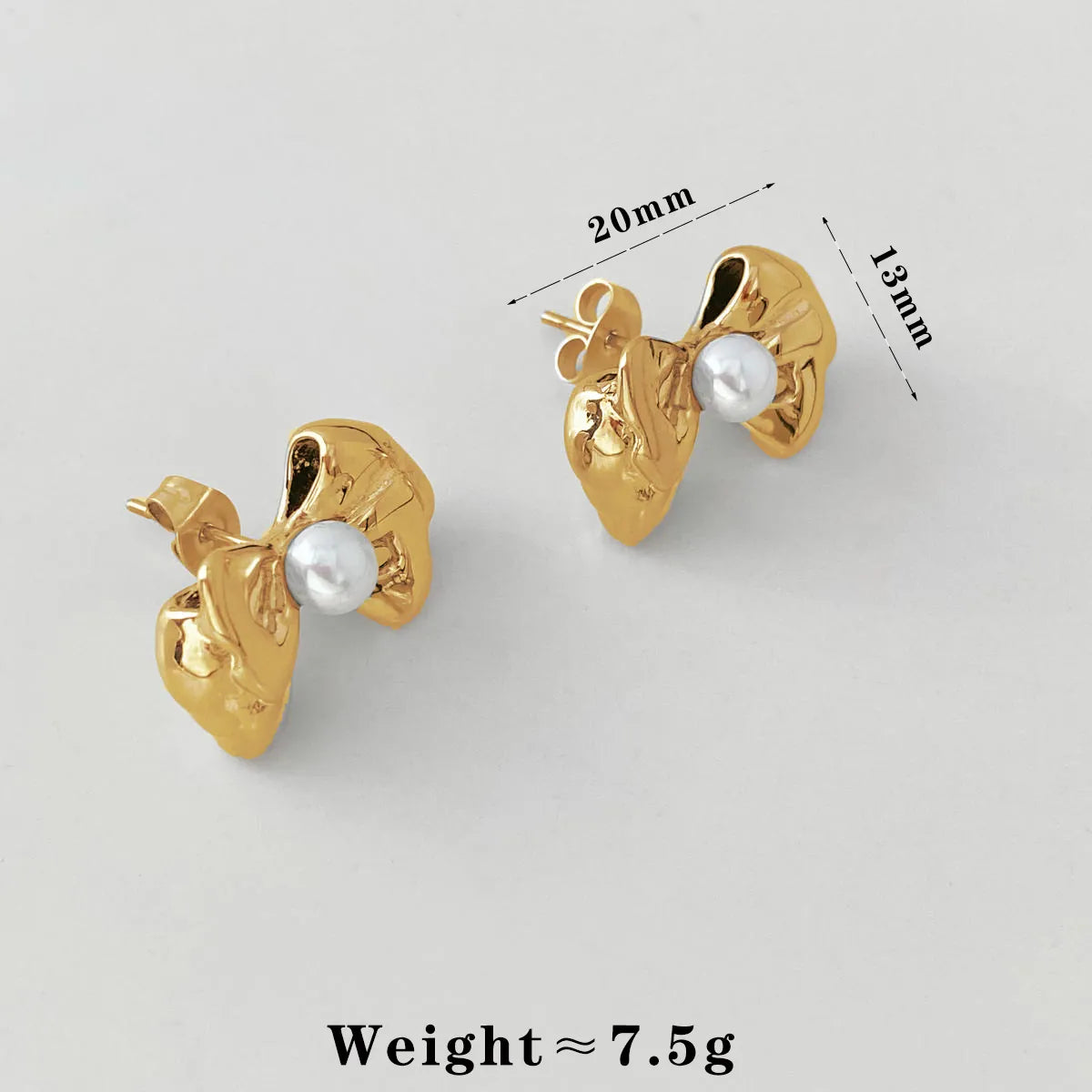 1 Pair Casual Modern Style Oval Bow Knot Inlay 304 Stainless Steel Pearl 16K Gold Plated White Gold Plated Gold Plated Ear Studs