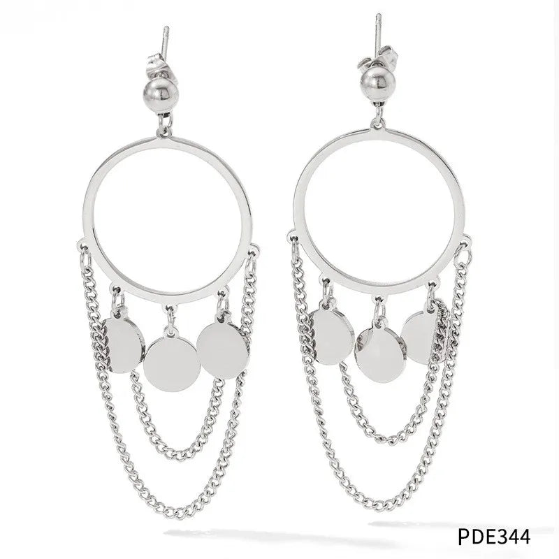 1 Pair Casual Modern Style Round Chain 304 Stainless Steel 16K Gold Plated White Gold Plated Gold Plated Drop Earrings