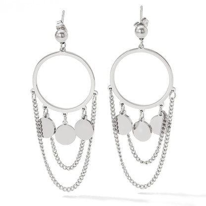 1 Pair Casual Modern Style Round Chain 304 Stainless Steel 16K Gold Plated White Gold Plated Gold Plated Drop Earrings