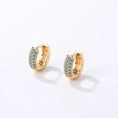 1 Pair Casual Modern Style Round Inlay Copper Zircon Earrings