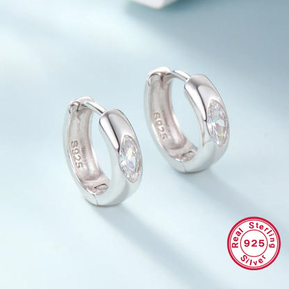 1 Pair Casual Modern Style Round Inlay Sterling Silver Zircon White Gold Plated Rhodium Plated Earrings