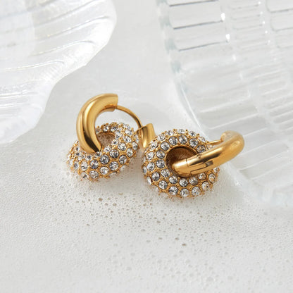 1 Pair Casual Modern Style Round Plating 304 Stainless Steel 16K Gold Plated White Gold Plated Gold Plated Drop Earrings